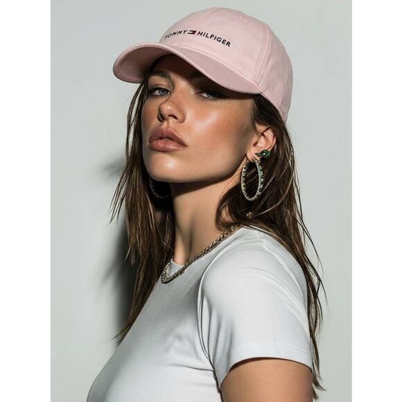 ?️NWT Tommy Hilfiger Pink Logo Unisex Adjustable Baseball Hat One Size main image 9